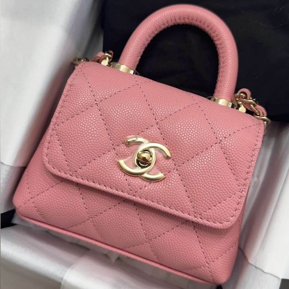 CHANEL Coco Handle Clutch Rose 24K GHW